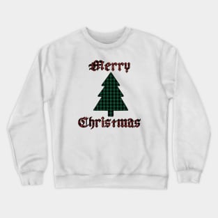 Merry Christmas Tree Plaid (Large Design) Crewneck Sweatshirt